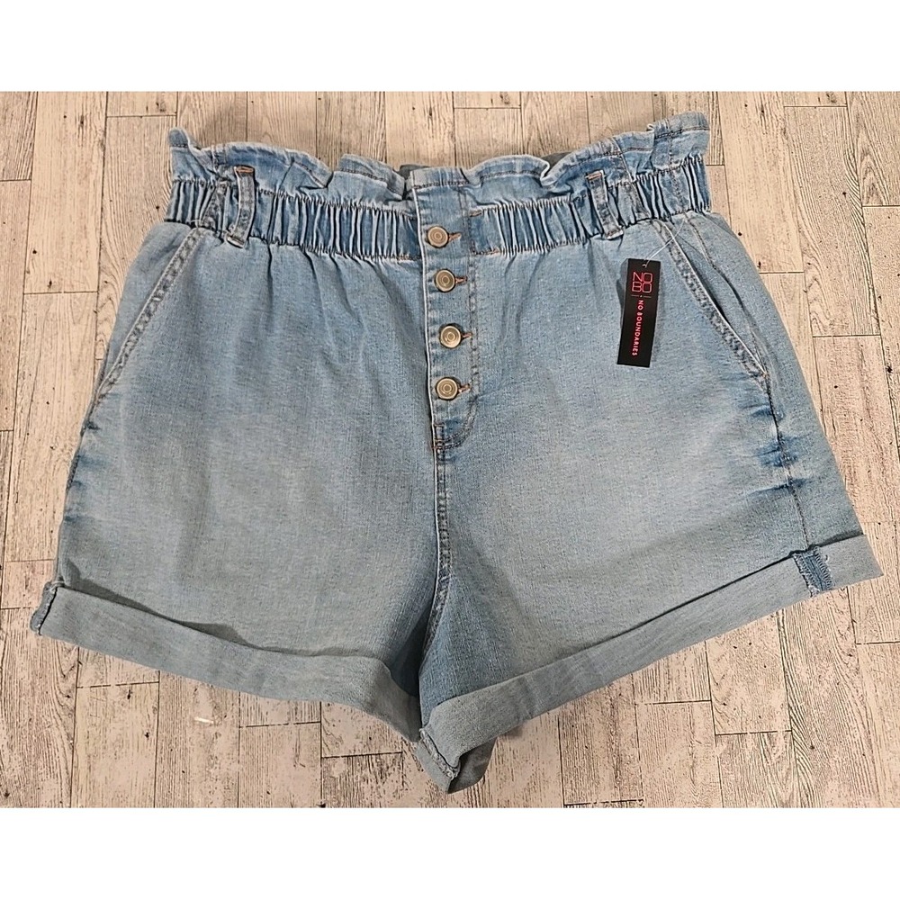Paperbag Shorts XL (15-17) Ultra High Rise Denim Button Pockets Juniors NEW